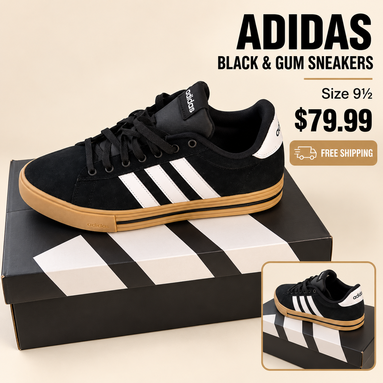 Adidas Black & Gum Sneakers