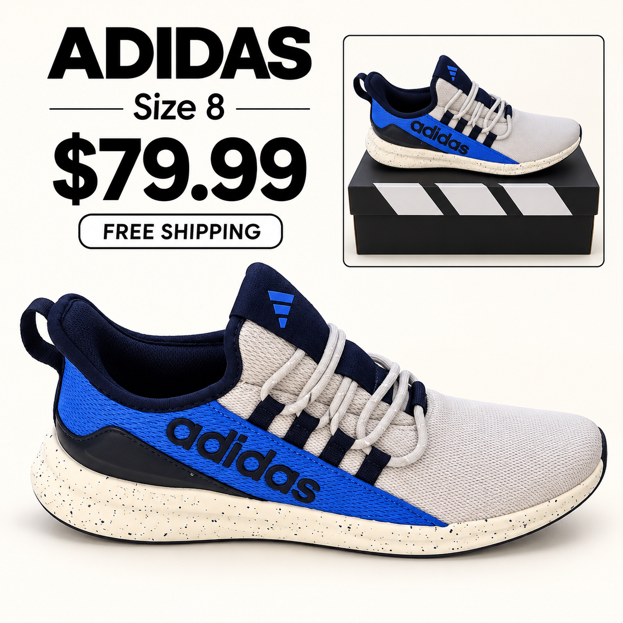 Adidas Gray & Blue Athletic Sneakers