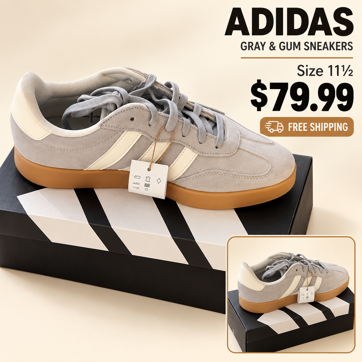 Adidas Gray & Gum Sneakers
