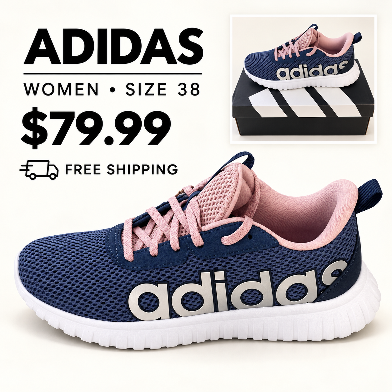 Adidas Navy & Pink Women’s Sneakers