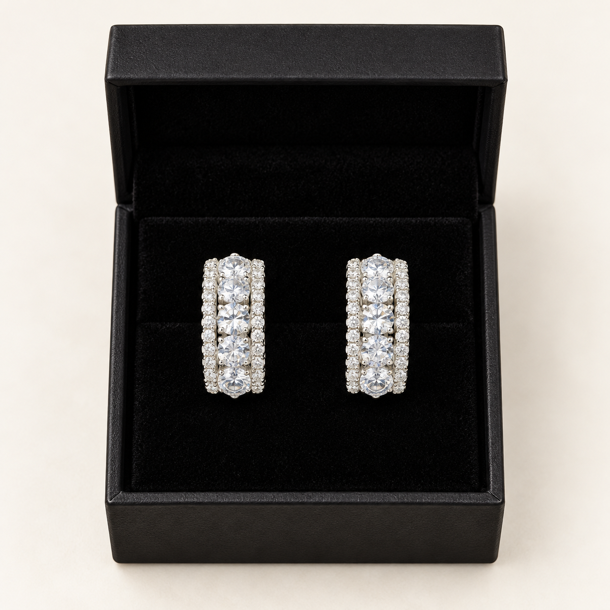 Moissanite Huggie Hoop Earrings view 2