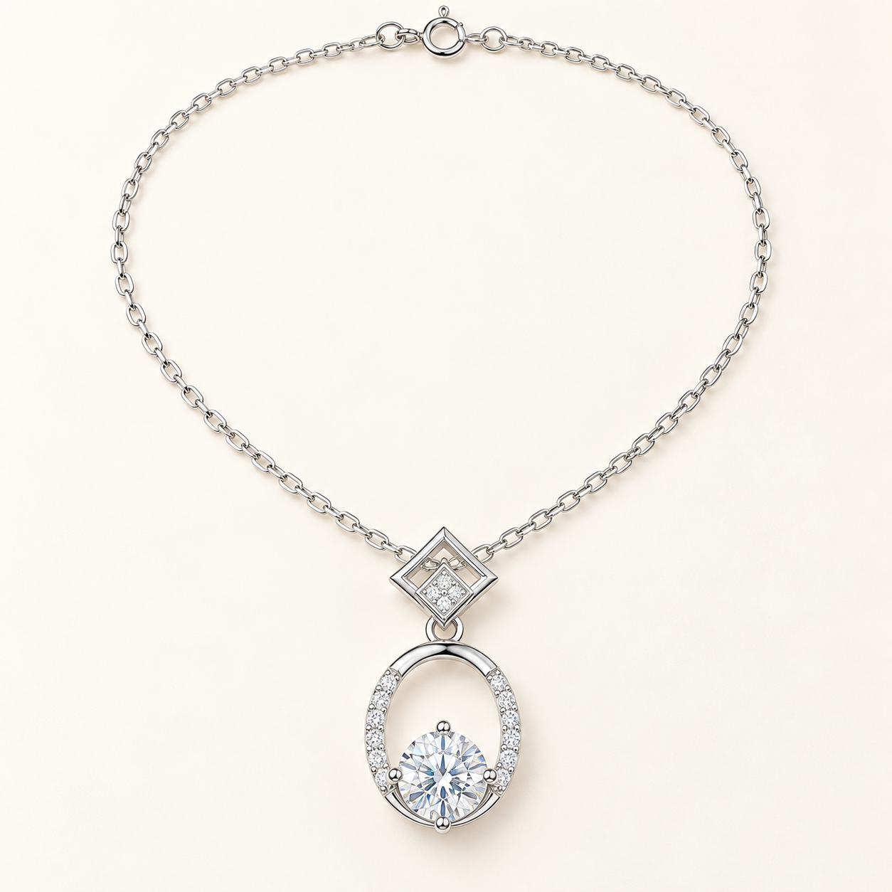 Moissanite Geometric Pendant & Bracelet Set view 4