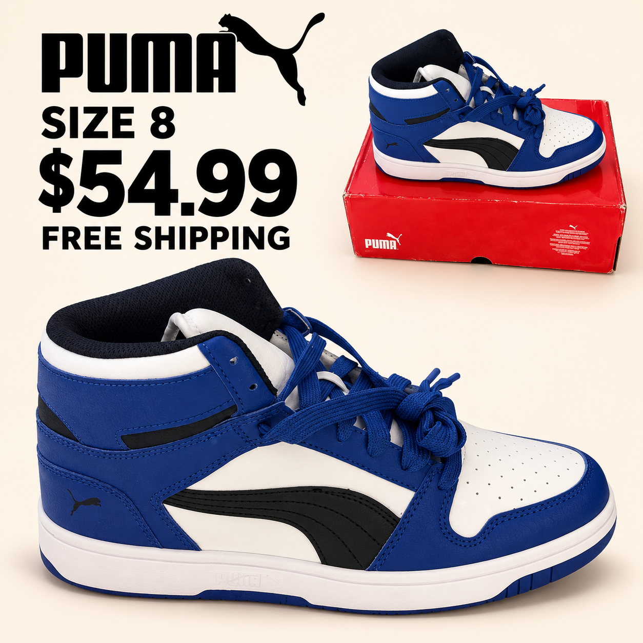 Puma Blue, White & Black High-Tops