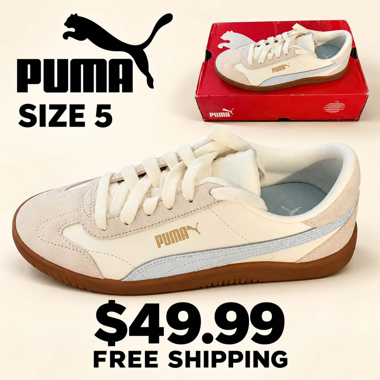 Puma Cream & Gum Sneakers