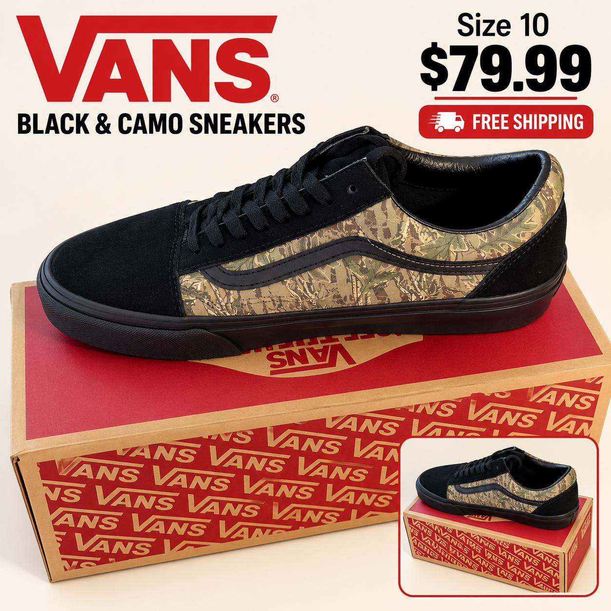 Vans Black & Camo Sneakers